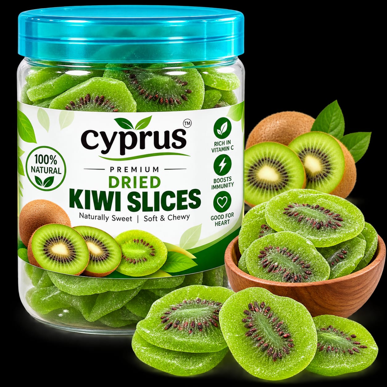 Premium Dried Kiwi - Sweet & Tangy, No Added Sugar, 100% Natural